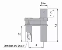 21130 BNC(f) to Shrouded 4mm Plugs Adapter drawing